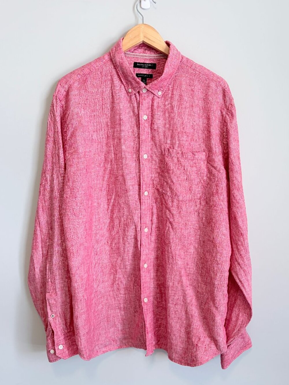 Banana Republic Camden Linen Shirt Button Vacation Summer Red Pink Men's XL